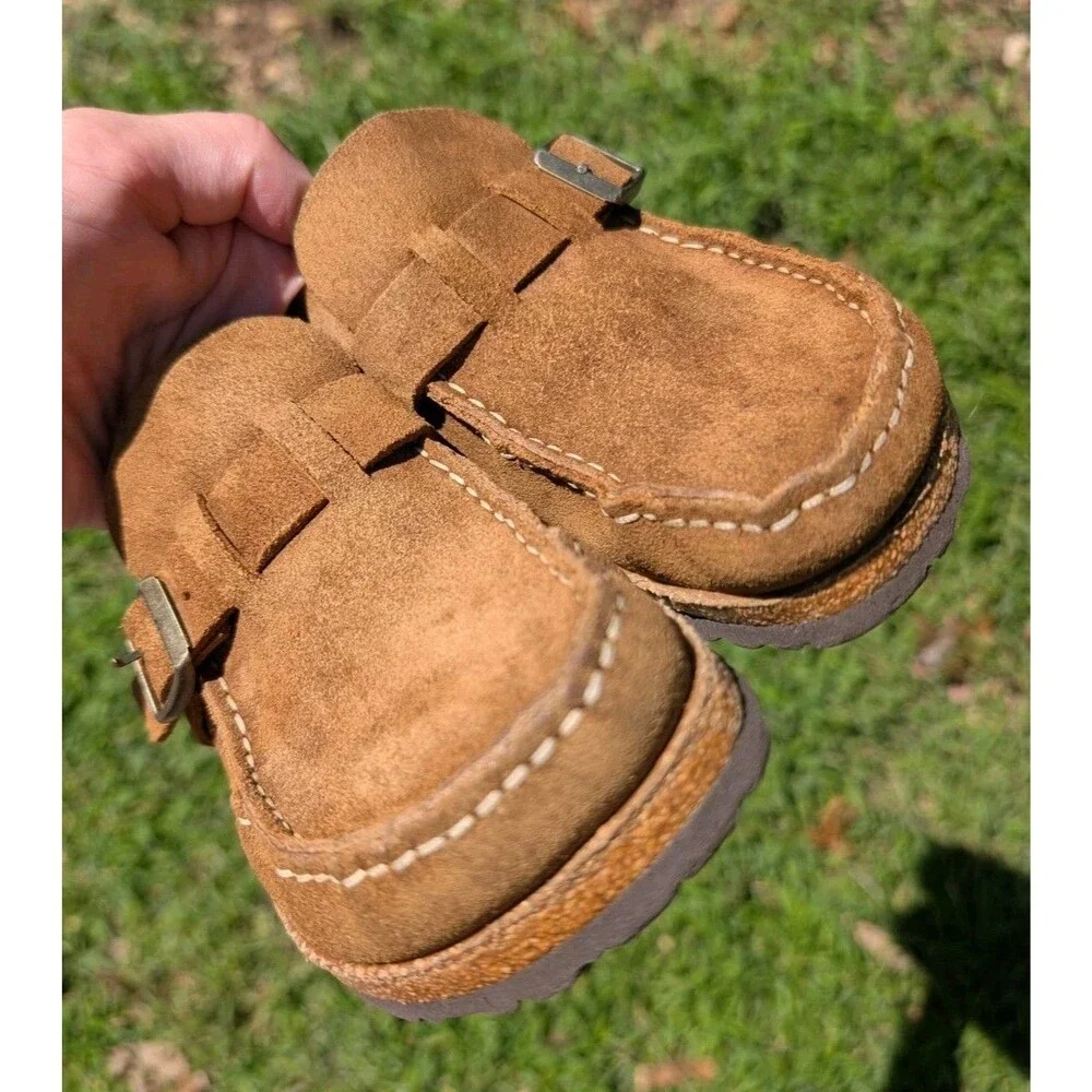 Birkenstock Buckley Clogs Womens Size 37 US 6.5 Brown Leather Slip On Mule Shoes
